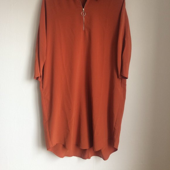 Monki Orange Zip Shirt Dress - Picture 4 of 11
